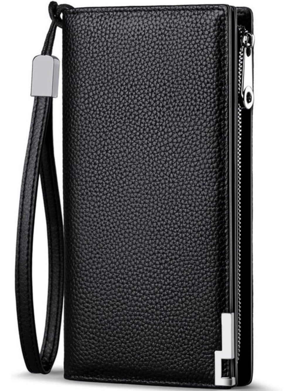 Men's Leather RFID Blocking Bifold Wallet with Zipper, Stylish Long Wallet for